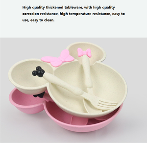 Grand ensemble de 3 assiettes pour bébé en forme de <span class=keywords><strong>Minnie</strong></span> Mouse, en bambou, avec fourchette et cuillère - Product Image 2