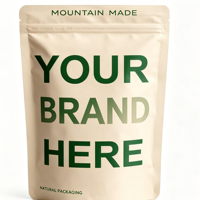 Ecologisch verantwoorde, op maat bedrukte kraft stand-up pouch, hersluitbare ritssluiting, natuurlijke papieren voedselverpakking voor koffie, thee, noten