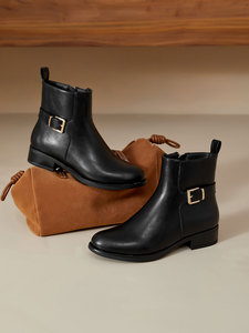 Botas de <span class=keywords><strong>Mujer</strong></span> al por Mayor ESF204, Botines de Piel Sintética, Botas Cortas Cómodas de Tacón Bajo, Zapatos Casuales de Oficina <span class=keywords><strong>para</strong></span> <span class=keywords><strong>Mujer</strong></span> - Product Image 4