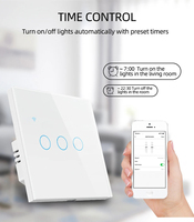 Tuya 10A Smart Switch EU UK 1 2 3 4 Gang WIFI RFF Applique Murale Interrupteurs Tactiles Verre Trempé Alexa Télécommande Pas Neutre
