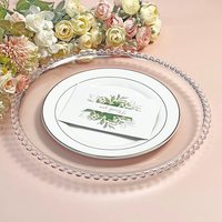 Assiettes de présentation en plastique transparent perlé pour mariage, 13 pouces, en acrylique transparent perlé pour assiettes de dîner, vente en gros
