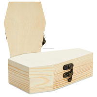 Caja de Regalo de Madera de Pino sin Acabado Personalizada, Caja de Almacenamiento Tipo Ataúd con Tapas con Bisagras para Manualidades