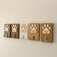 Support mural en bois pour laisse de chien, porte-harnais pour animaux, organisateur de colliers pour chiens, crochet pour laisse et clés pour entrée, idéal pour cadeaux pour animaux et décoration intérieure