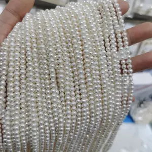 Natural freshwater 4-5mm white Potato round pearl loose beads wholesale