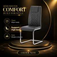 Chaise de salle à manger moderne en cuir PU avec dossier incurvé et pieds en métal, mobilier de cuisine de luxe léger pour la maison