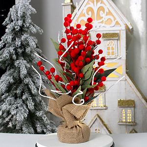 Adorno Navideño de Frutos Rojos para Escritorio, Pequeño Árbol de Dinero Dongqing con Efecto Nevado, Decoración para Mesa de Año Nuevo - Product Image 1