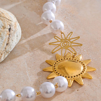 Collier long en acier inoxydable plaqué or 18 carats avec perles de soleil, collection automne de luxe XY 4185, bijoux pour femmes