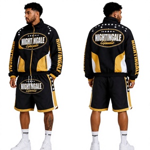 Conjunto de Chaqueta Cortavientos y Pantalones Cortos de Dos Piezas con Cremallera, Poliéster, Estilo Urbano de Verano, Precio al por Mayor, Conjunto Impermeable de Chaqueta y Pantalones Cortos - Product Image 1