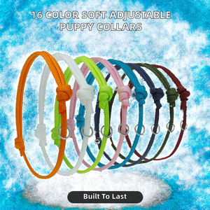 도매 패션 클래식 심플 솔리드 폴리에스터 16가지 색상 부드러운 조절 가능한 ID 강아지 목줄 소형견 사이즈 - Product Image 2