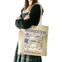 Sac à main personnalisé avec logo mignon de dessin animé, bandoulière réglable, sac à bandoulière pour étudiants, sac de shopping élégant pour les trajets quotidiens, sac fourre-tout en toile