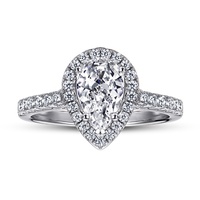 Nouvelle bague de luxe en argent Rose 2CT en forme de poire VVS Moissanite, bague en argent Sterling 925