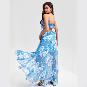 Vestido de noche para mujer, estampado floral, cintura imperio, escote corazón, vestido largo sin mangas para fiesta - Product Image 2
