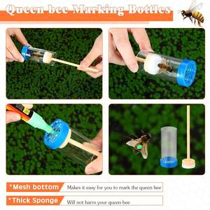 <span class=keywords><strong>Kit</strong></span> de marquage reine des abeilles 15 pièces fournitures d'apiculture 8 stylos 2 bouteilles 5 clips de cage en plastique nouvel état 1 an de garantie - Product Image 3