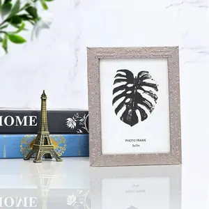 Customized Leaf Picture Face Paper Silver PS Moulding 4x6 5x7 8x10 Simple Design Plastic Photo Frame