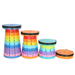 Noir arc-en-ciel en plastique télescopique réglable banc épaissi Portable pliant mobilier d'extérieur petit tabouret chaise pêche métal - Product Image 2