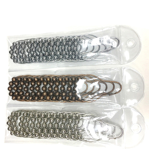 Venta al por mayor T207 12 unidades/paquete Ganchos para cortinas resistentes al óxido, de acero inoxidable pulido con acabado níquel satinado y 5 bolas de rodamiento para ducha - Product Image 3