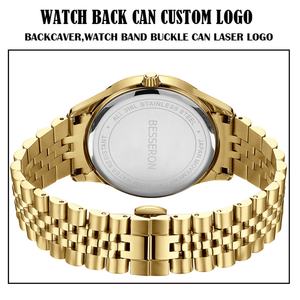 Montre à quartz de luxe pour homme avec mouvement japonais Miyota 2035, bracelet en acier inoxydable doré et cuir, largeur 22 mm, Orologio Uomo, Montre Homme - Product Image 6