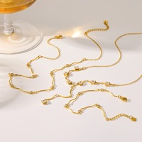 Ensemble collier et bracelet en acier inoxydable plaqué or 18 carats 316L PVD, motif vague, serti de zirconiums cubiques, résistant à la corrosion, imperméable, bijoux légers de luxe pour femmes