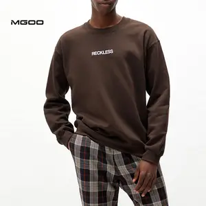 MGOO Thick Fleece Custom Print Crew Neck sweatshirts Men Chocolate Classic Sweat shirt