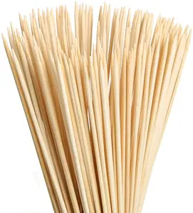 Forquilhas para assar espetos de madeira para churrasco, varas de bambu de qualidade alimentar fornecedor