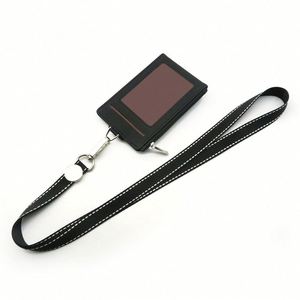 Étui portefeuille multi-fentes en cuir PU personnalisé avec porte-cartes d'identité pliable et porte-badges rétractables avec cordons en polyester - Product Image 1