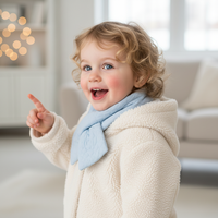 Écharpe matelassée en forme de cœur pour enfants, cache-cou pour tout-petits, bleu poudré, doublure en micro polaire de nylon, motif Love Stitch, chaude et douce pour l'hiver