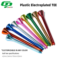 Tees de golf électro-plaqués couleur personnalisée, 4 tailles (42mm-83mm), surface brillante, résistants à l'usure et aux dommages, en plastique GP-T078