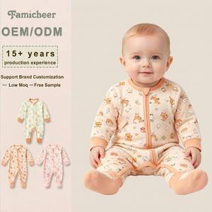 Échantillon Gratuit – Combinaison Bébé en Coton Respirant à Logo Personnalisé, Barboteuse à Pieds Manches Longues pour Nouveau-né, Idéale pour les Activités Quotidiennes - Product Image 1