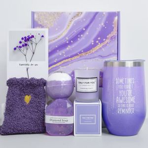 Coffret cadeau mariage luxe violet Get Well Soon avec ruban bombe de bain gobelet à savon carte de fleurs coffrets cadeaux saint valentin pour femmes - Product Image 6