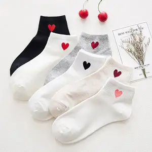 Wholesale Cheap Japanese Funny Love Heart Women Short Socks Soft Cotton Fancy Women Ankle Socks