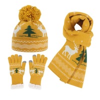Czelrine 100% cachemire bonnet de noël chapeau gant écharpe ensemble tricoté rayé femmes accessoires Camouflage point nœuds pour la plage