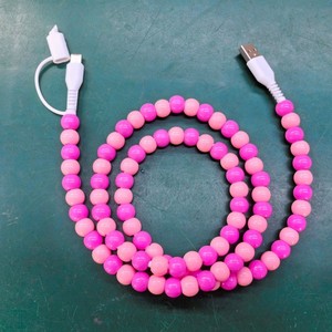 RTS tùy chỉnh xe ngọc trai đầy màu sắc Acrylic Đính cườm Bộ sạc điện thoại USB để kép Lightening nhanh đa sạc cáp - Product Image 2