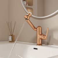 Robinet mélangeur universel multifonctionnel en laiton doré rose, rotatif à 360 degrés, pour lavabo de salle de bain, durable et anti-éclaboussures