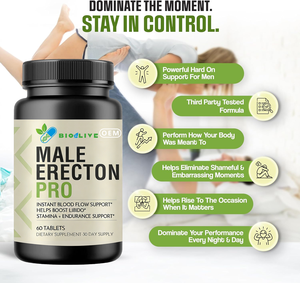 Comprimés d'amélioration masculine Erecton Pro, flux sanguin instantané, soutien de la libido, 60 comprimés - Product Image 5