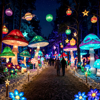 Schlüsselfertiges Weihnachtsbeleuchtungsprojekt: Verzauberte Pilzlaternen-Erlebniswelt für Themenparks und Lichtfeste – Globale Installation