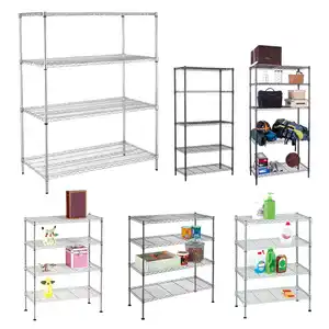 Prateleiras fio personalizado em armários cozinha Equipamento Chrome Wire Shelf 4 camadas Wire Shelving Rack