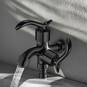 Grifo moderno de una manija Bibcock, grifo de apertura rápida montado en la pared, aleación de Zinc negro mate, fácil instalación, lavado de baño de <span class=keywords><strong>parque</strong></span> - Product Image 2