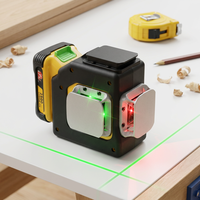 DEGLASERS Niveau laser rotatif industriel 8 lignes, 4 lignes vertes, 4 lignes rouges verticales, 360° à pendule, auto-nivelant, rechargeable Li-ion