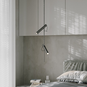 Design creativo moderno nero tubo di acciaio camera da letto lampada pendente <span class=keywords><strong>lampadario</strong></span> 360 gradi regolabile a sospensione faretto - Product Image 6