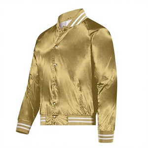 Veste universitaire dorée pour homme, décontractée, couleur unie, doublure en polyester satiné, col rabattu, coupe classique, pour l'automne - Product Image 1