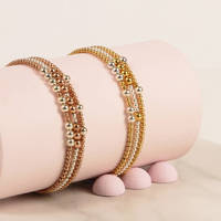 Sapphire — bijoux fantaisie à trois perles superposées pour femmes, Bracelet multi-cercles, personnalisé, Code Braille