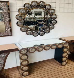 Table <span class=keywords><strong>console</strong></span> <span class=keywords><strong>extensible</strong></span> moderne pour la maison, l'hôtel, l'atelier, la salle à manger ou la chambre à coucher, meubles de salon <span class=keywords><strong>en</strong></span> <span class=keywords><strong>verre</strong></span> miroir - Product Image 6
