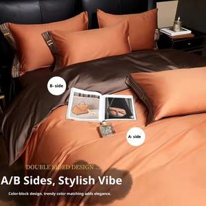 Parure de <span class=keywords><strong>lit</strong></span> 4 pièces en coton 100% de haute qualité, draps et housse de couette double en coton à fibres longues pour usage domestique et export. - Product Image 4