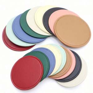 Tapis de tasses à café avec logo à impression personnalisée Vente en gros Sous-verre en cuir PU vierge pour boissons Cadeau promotionnel - Product Image 1