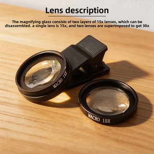 <span class=keywords><strong>Loupe</strong></span> Macro HD Noire Légère avec Clip pour Téléphone Portable, Verre Grossissant <span class=keywords><strong>Photo</strong></span> 10x/15x/20x/30x - Product Image 6