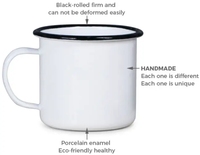 Logo personnalisé de haute qualité imprimable 12Oz sublimation blanche petite tasse de camping en émail avec poignée