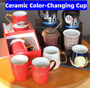 Taza DE CAMBIO DE Color de fábrica 2025, taza mágica de pareja de cerámica de 11oz, temperatura personalizada con mango en forma de corazón - Product Image 4