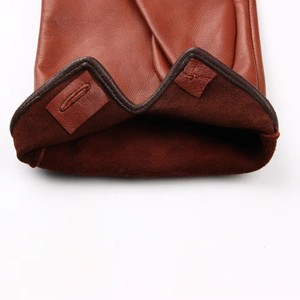 <span class=keywords><strong>Gants</strong></span> thermiques coupe-vent en cuir d'agneau véritable <span class=keywords><strong>marron</strong></span> pour <span class=keywords><strong>femme</strong></span>, avec surpiqûres décoratives, doublure en laine, élé<span class=keywords><strong>gants</strong></span>, pour l'hiver, usage quotidien et extérieur - Product Image 3