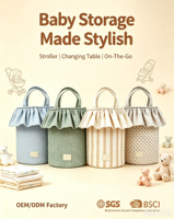 Sac à couches portable en coton grande capacité, résistant à l'eau, imprimé, pour bébé, organisateur suspendu pour poussette, sac de voyage pour jouets