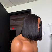Perruque Bob 4x4 HD Lace, Cheveux Vietnamiens Bruts SDD Ultra-Lisses, Sans Colle, Pré-Pluckée, Densité 250% pour Femmes Noires